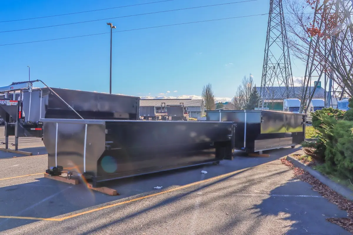 Roll-off dumpster ready for waste disposal at job site for 30 Yard Dumpster Rental in Tonganoxie